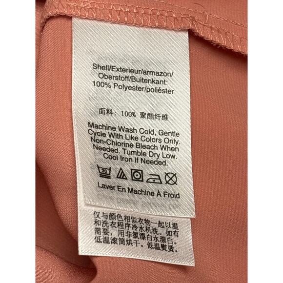 Dkny NWT Women's Glossy Sheen Ruched Shoulder Woven Top Size M Peach Feminine - Picture 6 of 6